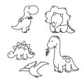 Dinosaur icons in flat style for designing dino party, children holiday, dinosaurus related materials