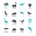 Dinosaur icons with reflection