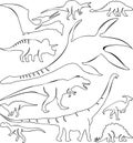 Dinosaur Isolated Collection Vector Outline Royalty Free Stock Photo