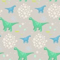 Dinosaur kid seamless vector pattern for textile print. Royalty Free Stock Photo