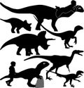 Dinosaur and kid silhouette