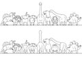 Dinosaur line art border