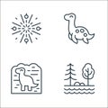 dinosaur line icons. linear set. quality vector line set such as trees, archaeology, plesiosaur