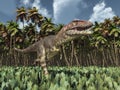 Dinosaur Mapusaurus in the jungle Royalty Free Stock Photo