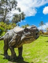 Dinosaur model in cretaceous park of cal orcko bolivia Royalty Free Stock Photo