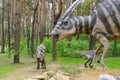 Dinosaur model Parasaurolophus with cubs Royalty Free Stock Photo
