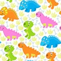 Dinosaur multicolored seamless pattern.