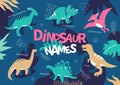 Dinosaur names - flat design style illustration with characters