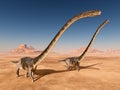 Dinosaur Omeisaurus in the desert