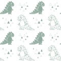Dinosaur poly triangle origami seamless pattern