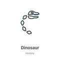 Dinosaur outline vector icon. Thin line black dinosaur icon, flat vector simple element illustration from editable history concept Royalty Free Stock Photo