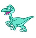 Dinosaur oviraptor green cartoon illustration Royalty Free Stock Photo
