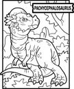 Dinosaur pachycephalosaurus, coloring page, outline illustration