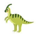 Cute parasaurolophus in cartoon style isolated element. Funny dinosaur of jurassic period