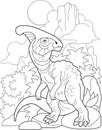 Dinosaur parasaurolophus, book coloring, contour picture