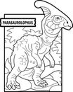 Dinosaur parasaurolophus, coloring page, outline illustration
