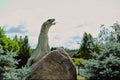 Dinosaur park in Leba, Poland. Life size dinosaur models Royalty Free Stock Photo