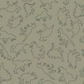 Dinosaur pattern in linear style for print and decoration. Vector illustration