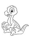 Dinosaur playing basketball coloring page cartoon illustration
