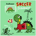 Dinosaur playing soccer funny animal cartoon Royalty Free Stock Photo
