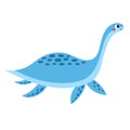 Cute plesiosaurus in cartoon style isolated element. Funny dinosaur of jurassic period for kids design