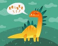 Dinosaur poster. Cute dino funny monsters kids print t-shirt dragon texture happy animal fashion label wallpaper flat Royalty Free Stock Photo