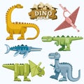 Dinosaur and prehistoric animals flat icons set Royalty Free Stock Photo