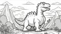 Dinosaur, prehistoric landscape. Coloring page Royalty Free Stock Photo