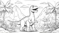 Dinosaur, prehistoric landscape. Coloring page Royalty Free Stock Photo