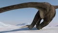 Dinosaur. Prehistoric snow landscape, ice valley with Dinosaurs. Arctic view