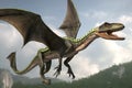 Dinosaur pterodactyl flying. Generate Ai