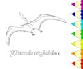 Dinosaur, Pterodactyloidea, coloring page. Royalty Free Stock Photo