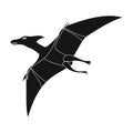 Dinosaur Pterodactyloidea icon in black style isolated on white background. Dinosaurs and prehistoric symbol stock