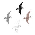 Dinosaur Pterodactyloidea icon in cartoon,black style isolated on white background. Dinosaurs and prehistoric symbol