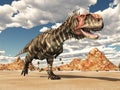 Dinosaur Rajasaurus in the desert Royalty Free Stock Photo