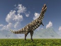 Dinosaur Rajasaurus in a landscape