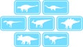 Dinosaur Rectangular Emblem Set Light Blue