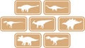 Dinosaur Rectangular Emblem Set Light Brown