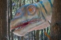 Dinosaur replica head at Dino Park, in Portugal, in real size