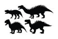 Dinosaur roaring in different positions, silhouette set vector. Big dinosaur standing silhouette collection on a white background Royalty Free Stock Photo