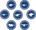 Dinosaur Round Emblem Set Deep Blue