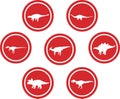 Dinosaur Round Emblem Set Red