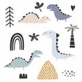 dinosaur scandinavian drawing set design vector illustration pack collections. Cute characters Royalty Free Stock Photo