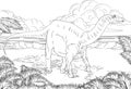 Dinosaur Scene Cartoon Coloring Book Page Royalty Free Stock Photo