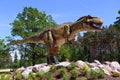 Dinosaur sculpture in nature park in Latvia Royalty Free Stock Photo