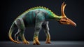 Vibrant 3d Trisectaris Dinosaur Model In Dark Gold And Teal