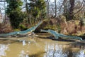 Dinosaur sculptures in Crystal Palace, London Royalty Free Stock Photo