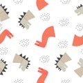 Dinosaur seamless pattern for baby and kids vector illustration funny drawing scandinavian hand drawn background ready for