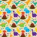 Dinosaur Seamless Tileable Vector Background Pattern