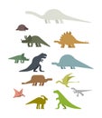 Dinosaur Set. Ancient animal. Diplodocus and Stegosaurus, Pterosaur. Ankylosaurus and triceratops. Styracosaurus and Iguanodon, A